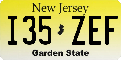 NJ license plate I35ZEF