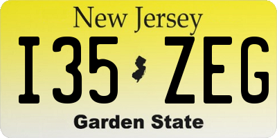 NJ license plate I35ZEG