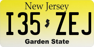 NJ license plate I35ZEJ