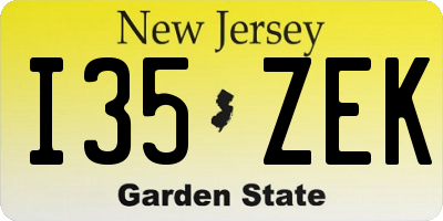 NJ license plate I35ZEK