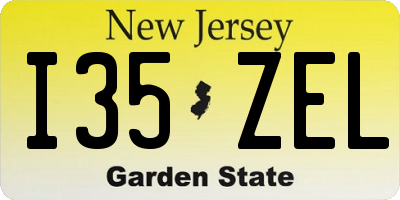 NJ license plate I35ZEL