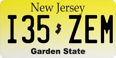 NJ license plate I35ZEM