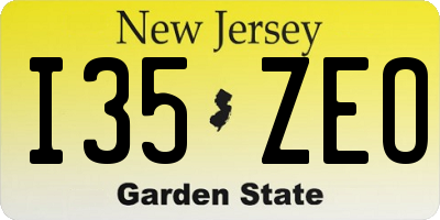 NJ license plate I35ZEO