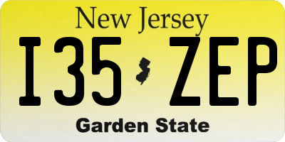 NJ license plate I35ZEP