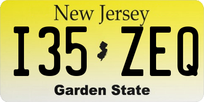 NJ license plate I35ZEQ