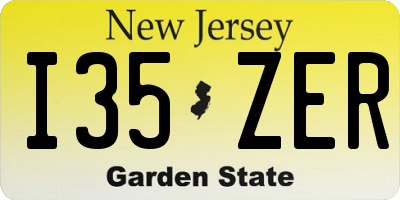 NJ license plate I35ZER