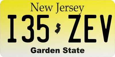NJ license plate I35ZEV