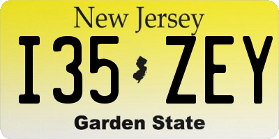 NJ license plate I35ZEY