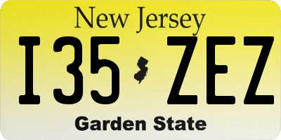NJ license plate I35ZEZ