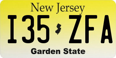 NJ license plate I35ZFA
