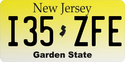 NJ license plate I35ZFE