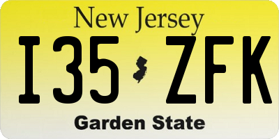 NJ license plate I35ZFK