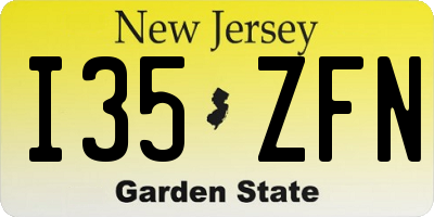NJ license plate I35ZFN