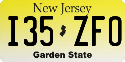 NJ license plate I35ZFO