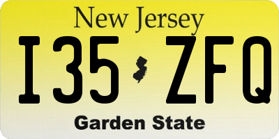 NJ license plate I35ZFQ