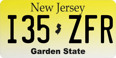NJ license plate I35ZFR