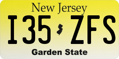 NJ license plate I35ZFS