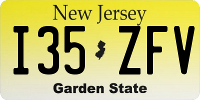 NJ license plate I35ZFV