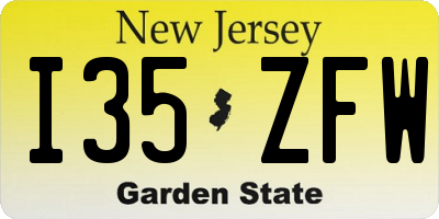 NJ license plate I35ZFW