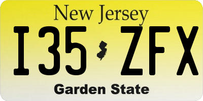 NJ license plate I35ZFX