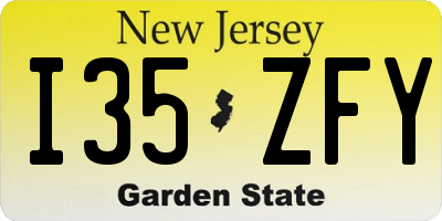 NJ license plate I35ZFY