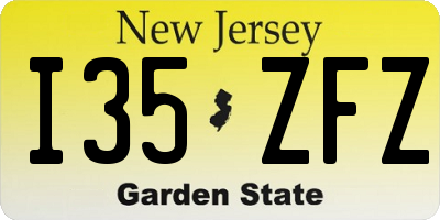 NJ license plate I35ZFZ
