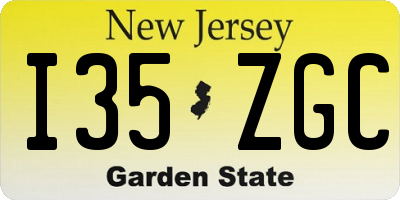 NJ license plate I35ZGC