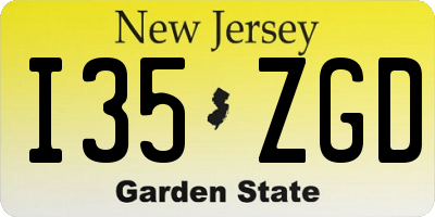 NJ license plate I35ZGD