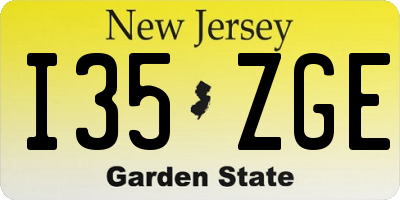 NJ license plate I35ZGE