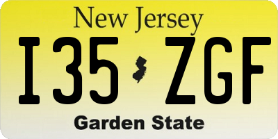 NJ license plate I35ZGF