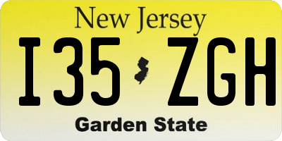 NJ license plate I35ZGH