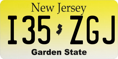 NJ license plate I35ZGJ