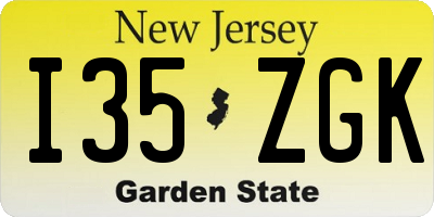 NJ license plate I35ZGK