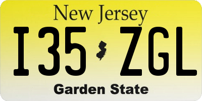 NJ license plate I35ZGL