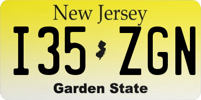 NJ license plate I35ZGN