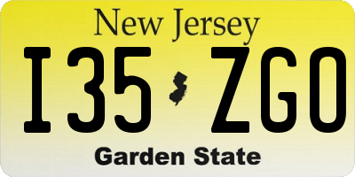 NJ license plate I35ZGO