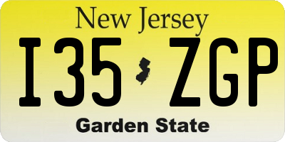 NJ license plate I35ZGP