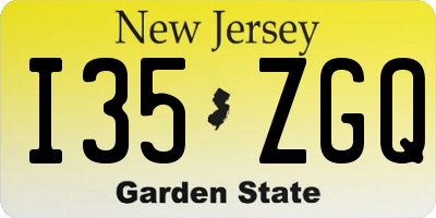 NJ license plate I35ZGQ