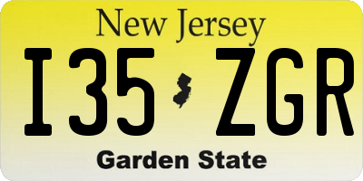 NJ license plate I35ZGR