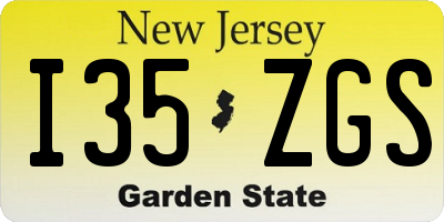 NJ license plate I35ZGS