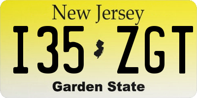 NJ license plate I35ZGT