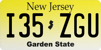 NJ license plate I35ZGU