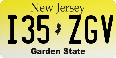 NJ license plate I35ZGV