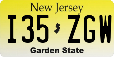 NJ license plate I35ZGW