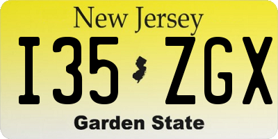 NJ license plate I35ZGX