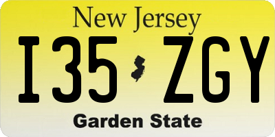 NJ license plate I35ZGY