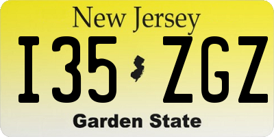NJ license plate I35ZGZ