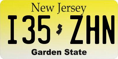 NJ license plate I35ZHN
