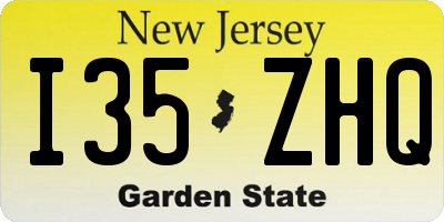 NJ license plate I35ZHQ