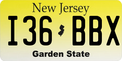 NJ license plate I36BBX